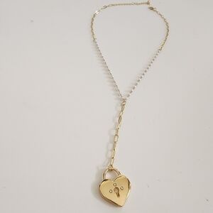 NEW Heart Lock Pearl Necklace Rhinestone Embellished Delicate